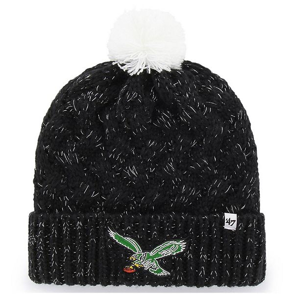 Women's New Era Black Philadelphia Eagles Space Buns Cuffed Knit Hat with  Double Pom