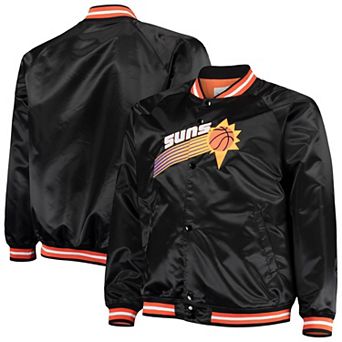 Men's Mitchell & Ness Black Phoenix Suns Big & Tall Hardwood Classics Raglan Satin Full-Snap Jacket