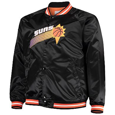 Men's Mitchell & Ness Black Phoenix Suns Big & Tall Hardwood Classics Raglan Satin Full-Snap Jacket