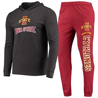 Men's Concepts Sport Cardinal/Charcoal Iowa State Cyclones Meter Long Sleeve Hoodie T-Shirt & Jogger Pants Sleep Set