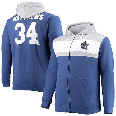 Men's Profile Auston Matthews Blue Toronto Maple Leafs Big & Tall Colorblock Full-Zip Hoodie