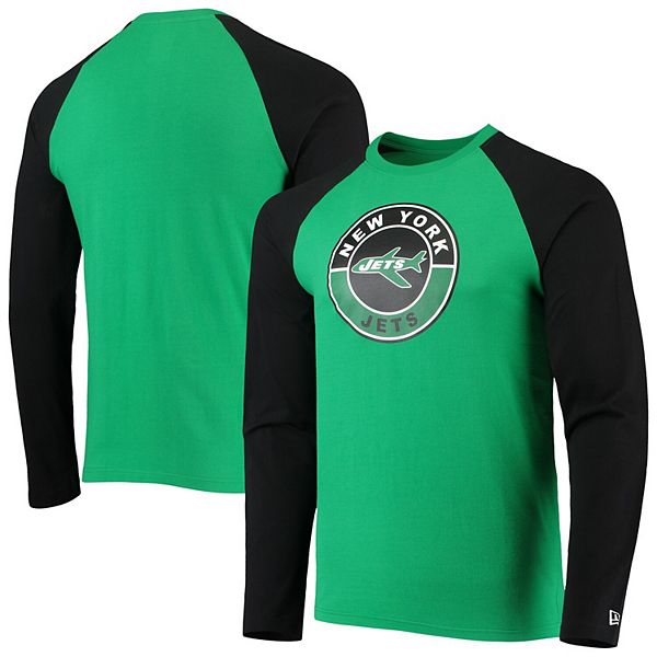 New York Jets New Era Throwback Raglan Long Sleeve T-Shirt - Kelly Green