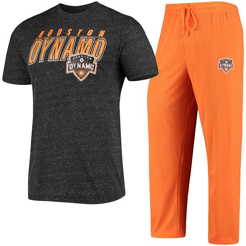 Mens Concepts Sport Orange/Black Houston Dynamo T-Shirt & Pants Sleep Set,