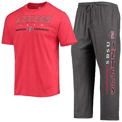 Men's Concepts Sport Heathered Charcoal/Cardinal San Diego State Aztecs Meter T-Shirt & Pants Sleep Set