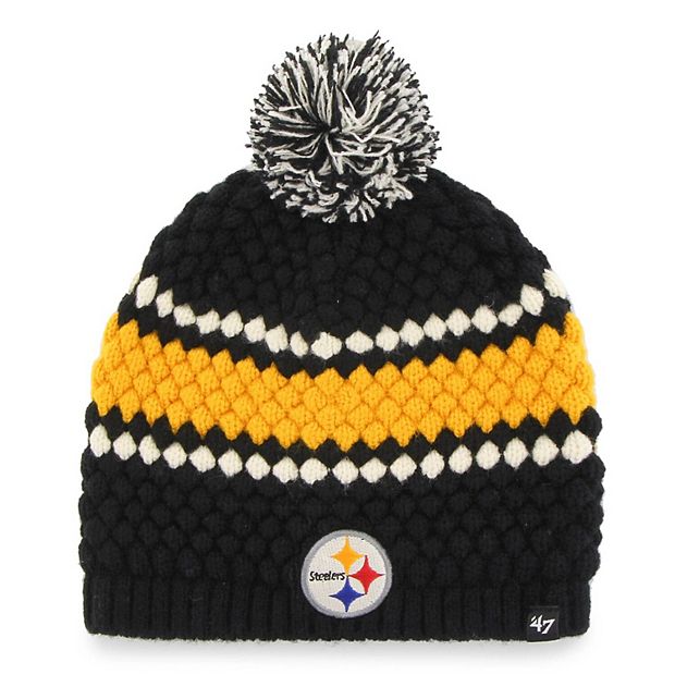 Pittsburgh Steelers Womens 47 Brand Beanie Pom Winter Hat Black