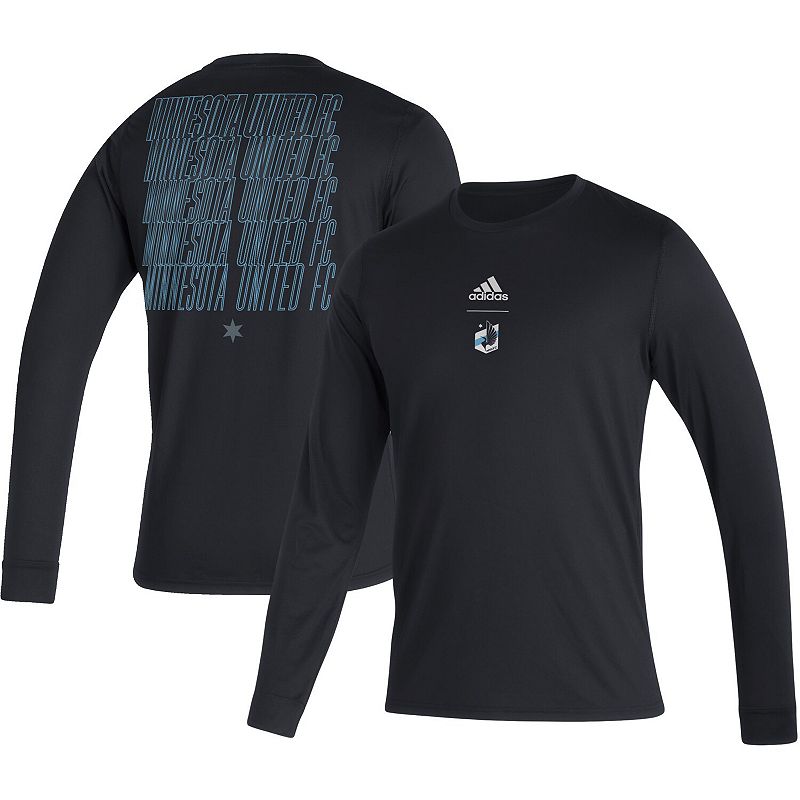 Mens adidas Black Minnesota United FC Club Long Sleeve T-Shirt, Size: Smal