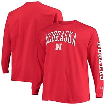 Men's Champion Scarlet Nebraska Huskers Big & Tall 2-Hit Long Sleeve T-Shirt