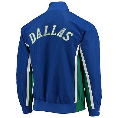 Men's Dallas Mavericks Blue Mitchell & Ness Hardwood Classics 75th Anniversary Authentic Warmup Full-Snap Jacket