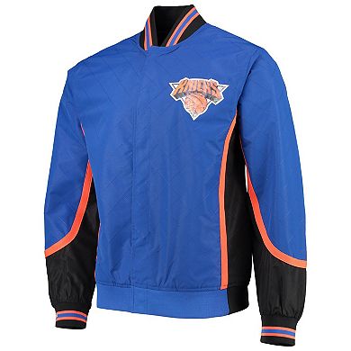 Men's New York Knicks Blue Mitchell & Ness Hardwood Classics 75th Anniversary Authentic Warmup Full-Snap Jacket