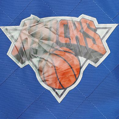 Men's New York Knicks Blue Mitchell & Ness Hardwood Classics 75th Anniversary Authentic Warmup Full-Snap Jacket