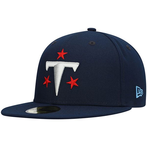 Tennessee Titans New Era Vegas Gold/Navy Bill And Sky Blue Bottom With 50th  Anniversary Patch On Side 59FIFTY Fitted Hat