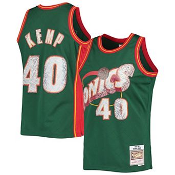 Men's Mitchell & Ness Shawn Kemp Green Seattle SuperSonics 1995-96 Hardwood Classics 75th Anniversary Diamond Swingman Jersey