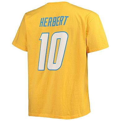 Men's Fanatics Branded Justin Herbert Gold Los Angeles Chargers Big & Tall Player Name & Number T-Shirt
