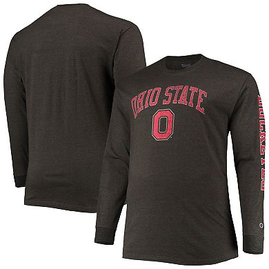 Men's Champion Gray Ohio State Buckeyes Big & Tall 2-Hit Long Sleeve T-Shirt