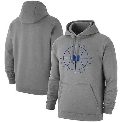 Men s Nike Gray Duke Blue Devils Basketball Icon Club Fleece Pullover Hoodie