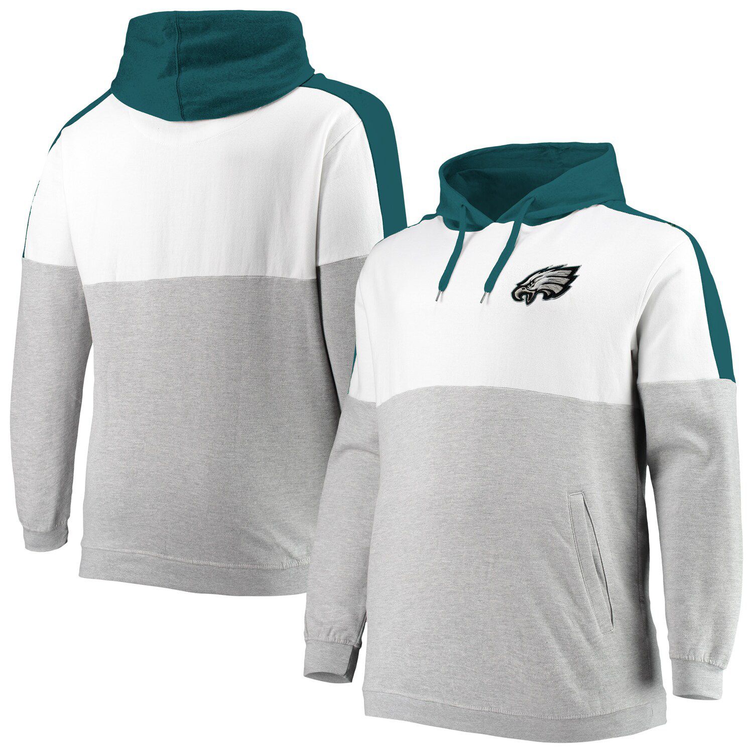 Men's Fanatics Branded Midnight Green Philadelphia Eagles Big & Tall Iconic  Color Block Pullover Hoodie