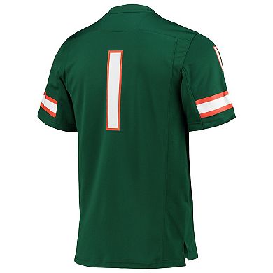 Men's adidas #1 Green Miami Hurricanes Team Premier Football Jersey