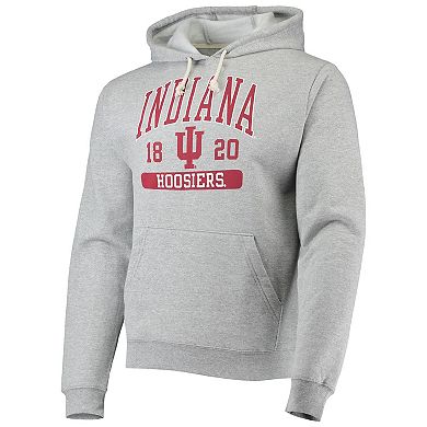 Men's League Collegiate Wear Heathered Gray Indiana Hoosiers Volume Up Essential Fleece Pullover Hoodie