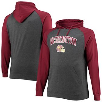 Men's Fanatics Branded Burgundy/Heathered Charcoal Washington Football Team Big & Tall Lightweight Raglan Pullover Hoodie