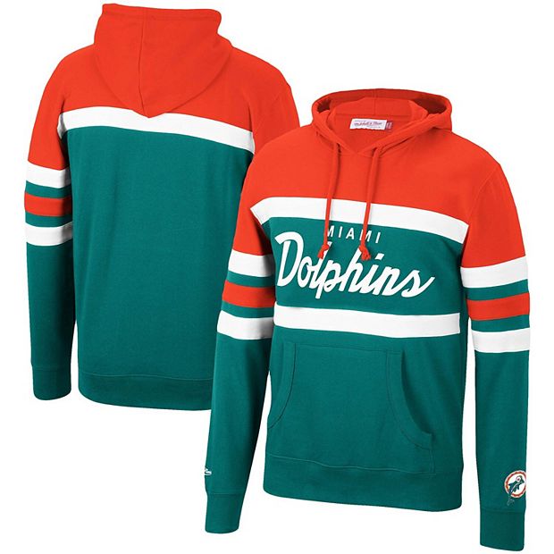 Men's Mitchell & Ness Orange/Aqua Miami Dolphins Head Coach Pullover Hoodie