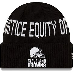 Youth New Era Brown/Orange Cleveland Browns 2021 NFL Sideline Sport Historic Pom Cuffed Knit Hat