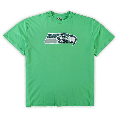 Men's Concepts Sport Neon Green/Heathered Charcoal Seattle Seahawks Big & Tall T-Shirt & Shorts Set