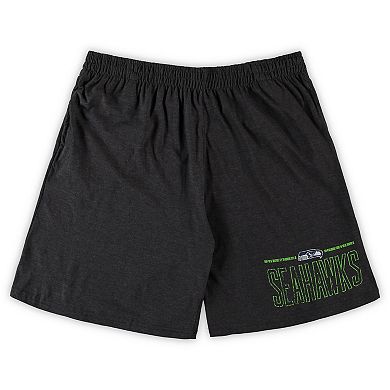 Men's Concepts Sport Neon Green/Heathered Charcoal Seattle Seahawks Big & Tall T-Shirt & Shorts Set