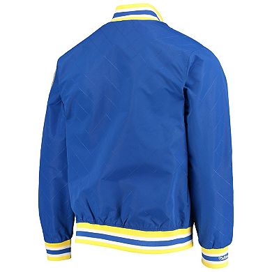 Men's Golden State Warriors Royal Mitchell & Ness Hardwood Classics 75th Anniversary Authentic Warmup Full-Snap Jacket