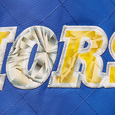 Men's Golden State Warriors Royal Mitchell & Ness Hardwood Classics 75th Anniversary Authentic Warmup Full-Snap Jacket