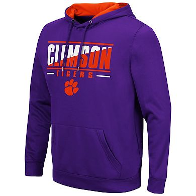 Men's Colosseum Purple Clemson Tigers Slash Stack 2.0 Pullover Hoodie