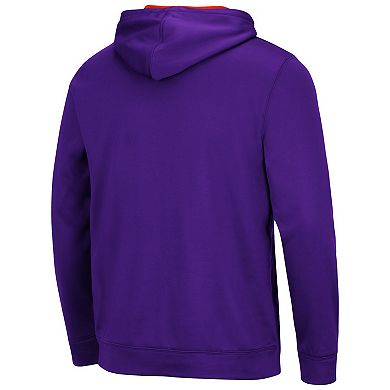 Men's Colosseum Purple Clemson Tigers Slash Stack 2.0 Pullover Hoodie