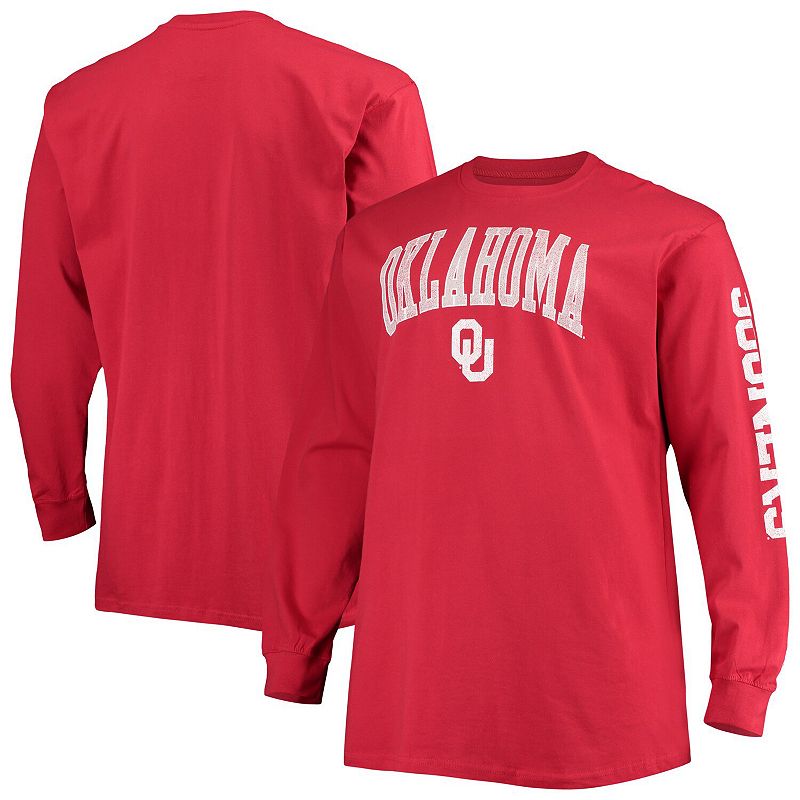 Mens Champion Crimson Oklahoma Sooners Big & Tall 2-Hit Long Sleeve T-Shir