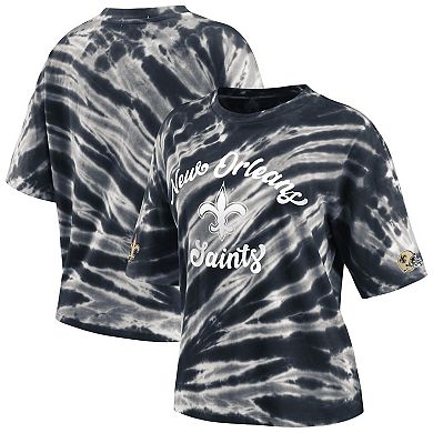 Women's WEAR by Erin Andrews Black New Orleans Saints Tie-Dye T-Shirt