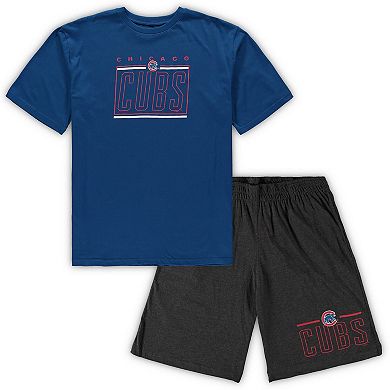 Men's Concepts Sport Royal/Heathered Charcoal Chicago Cubs Big & Tall T-Shirt & Shorts Sleep Set