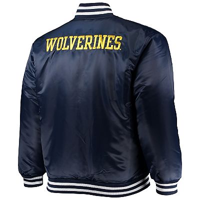 Men s Navy Maize Michigan Wolverines Big Tall Reversible Satin Full Zip Jacket