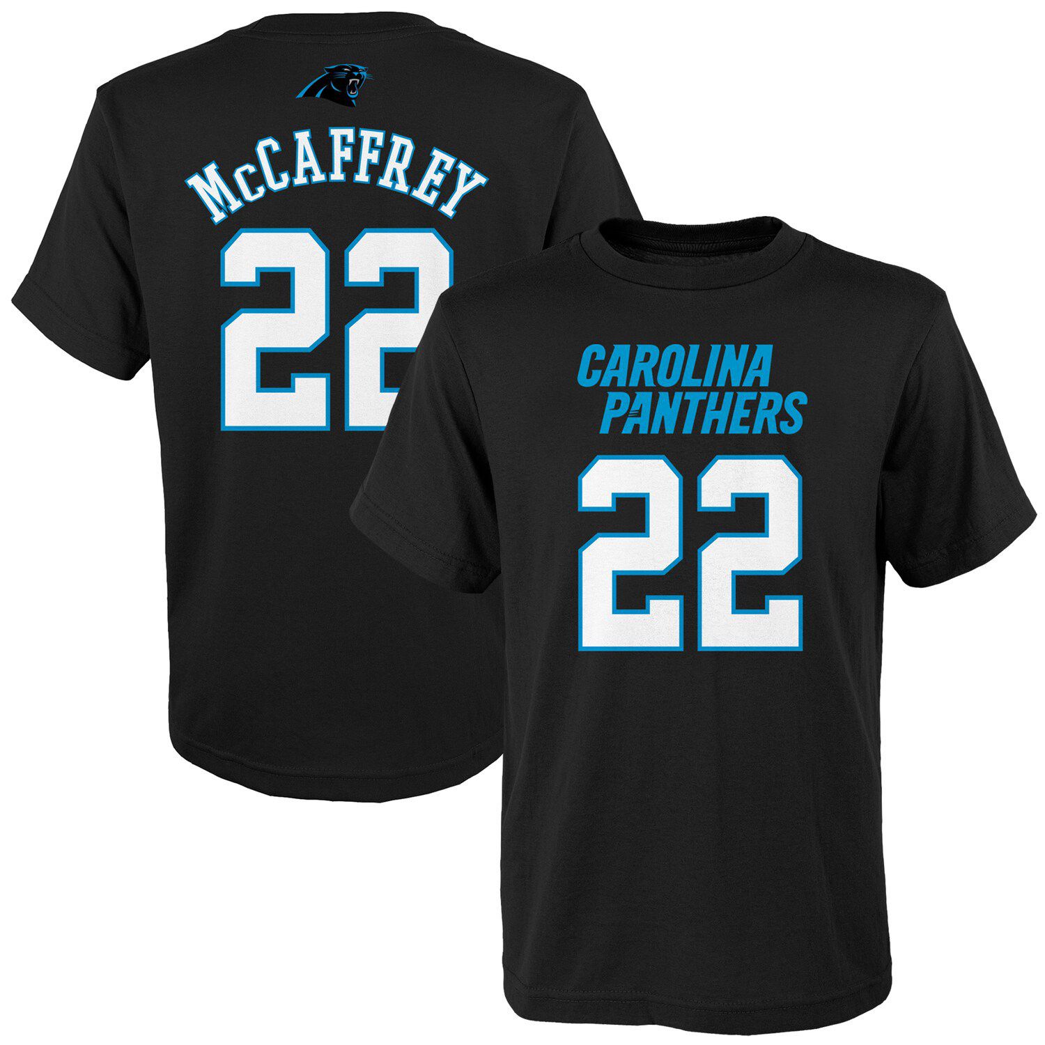 NFL Properties Youth Christian McCaffrey Black Carolina Panthers Player Name & Number T-Shirt Size: Extra Large