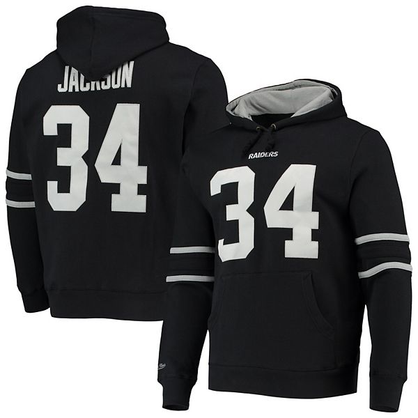 Men's Mitchell & Ness Bo Jackson Black Los Angeles Raiders Retired Player  Name & Number Fleece Pullover Hoodie