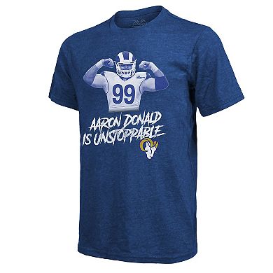 Men's Majestic Threads Aaron Donald Royal Los Angeles Rams Tri-Blend Player T-Shirt