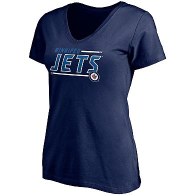 Women's Fanatics Branded Navy Winnipeg Jets Mascot In Bounds V-Neck T-Shirt