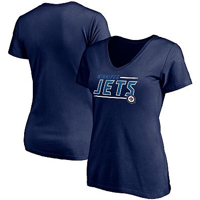 Women's Fanatics Branded Navy Winnipeg Jets Mascot In Bounds V-Neck T-Shirt