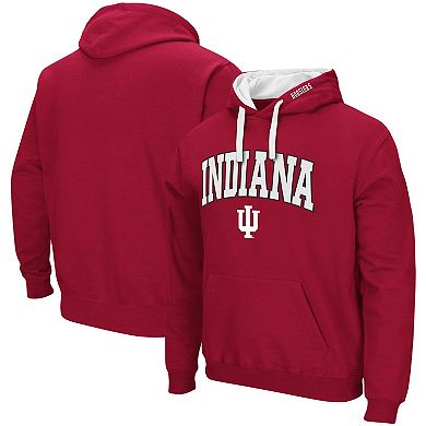 Men's Colosseum Crimson Indiana Hoosiers Big & Tall Arch & Logo 2.0 Pullover Hoodie