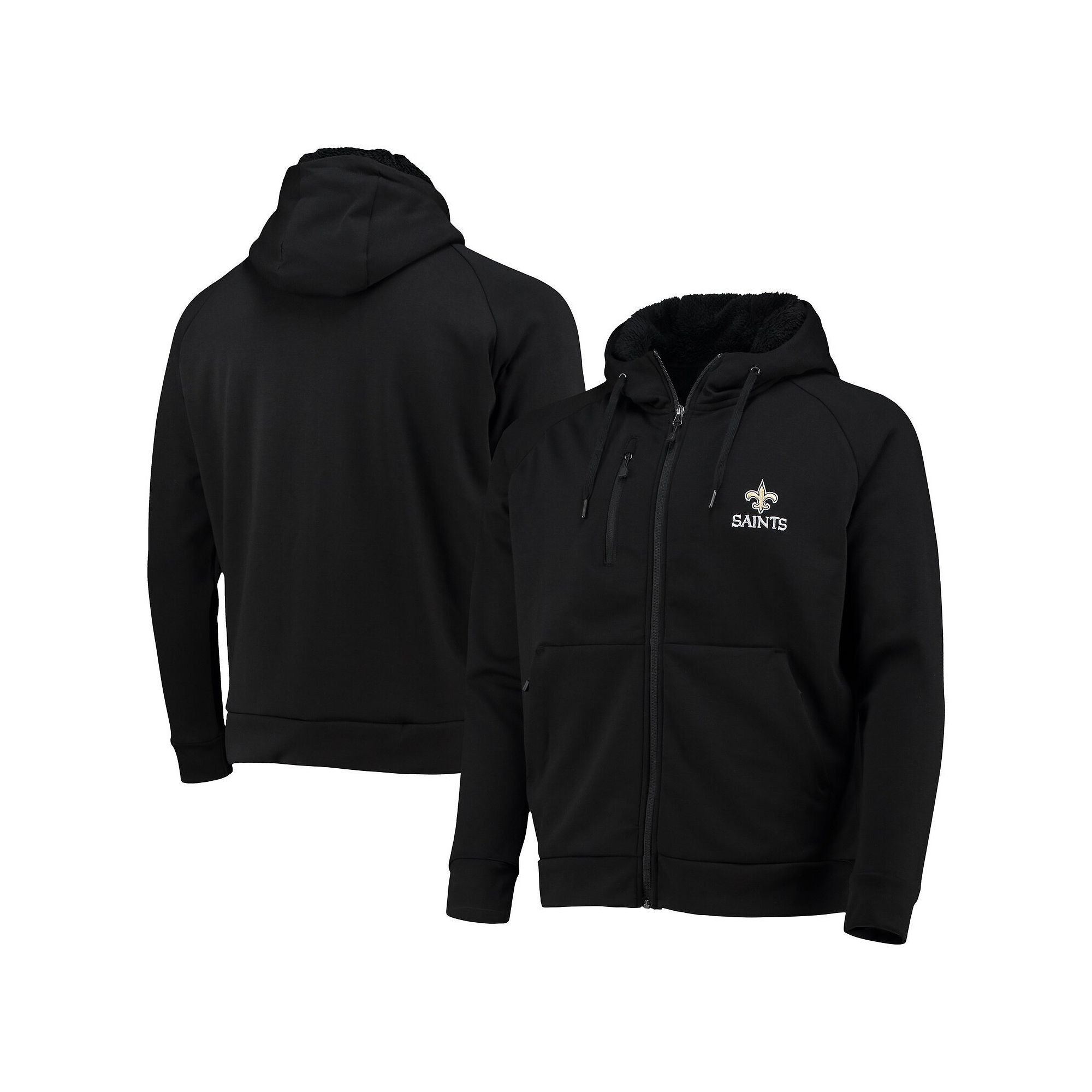 Mens Dunbrooke Black New Orleans Saints Shag Tri-Blend Full-Zip Raglan Hoo