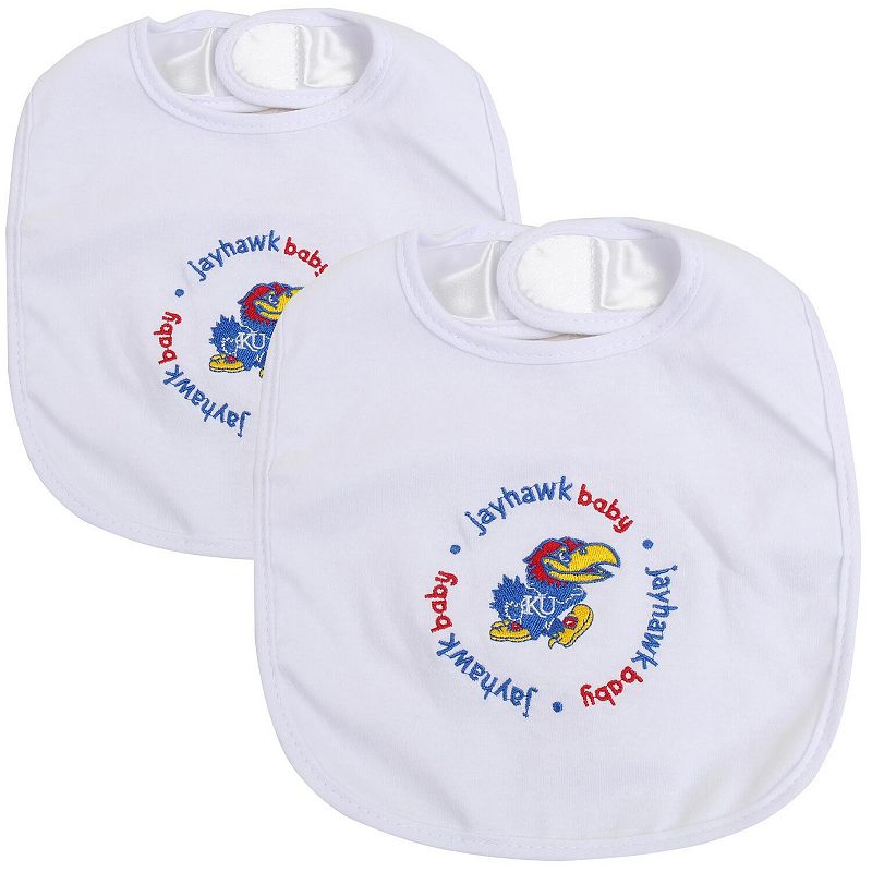Infant Kansas Jayhawks White 2-Pack Baby Bibs, Multicolor