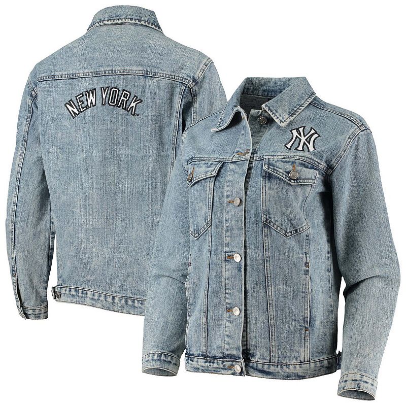 Womens The Wild Collective New York Yankees Team Patch Denim Button-Up Jac