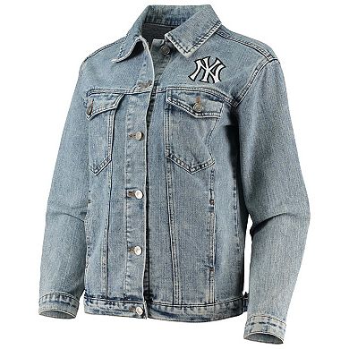 Women's The Wild Collective New York Yankees Team Patch Denim Button-Up Jacket