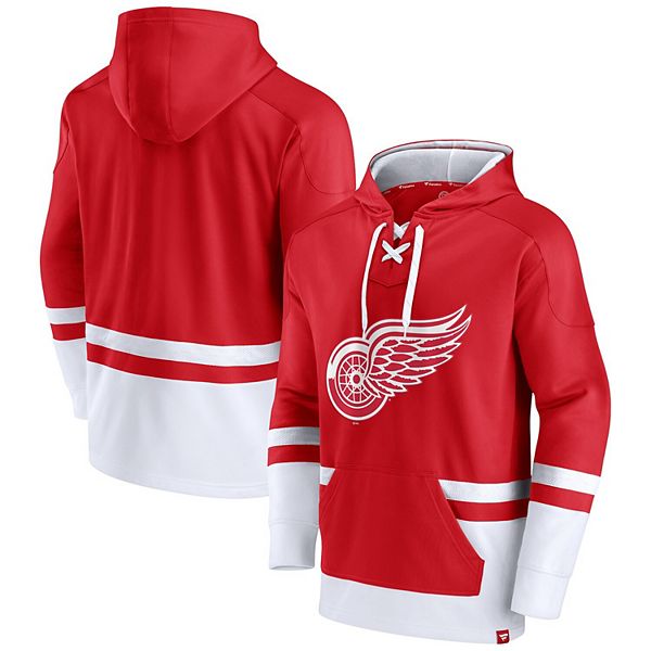 Women's Fanatics Branded Red Detroit Red Wings Bombastic Exclusive Lace-Up  Pullover Hoodie