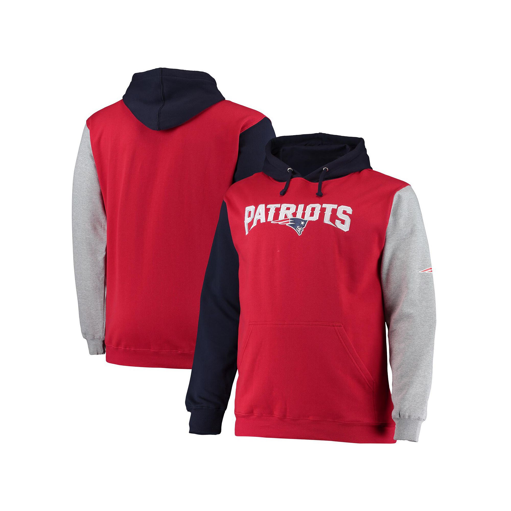 Mens Navy/Red New England Patriots Big & Tall Pullover Hoodie, Size: 2XLT,