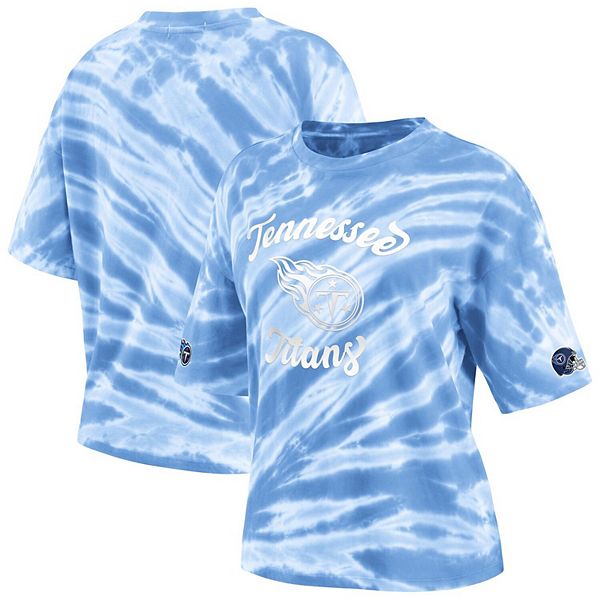 Women's WEAR by Erin Andrews Light Blue Tennessee Titans Tie-Dye T-Shirt