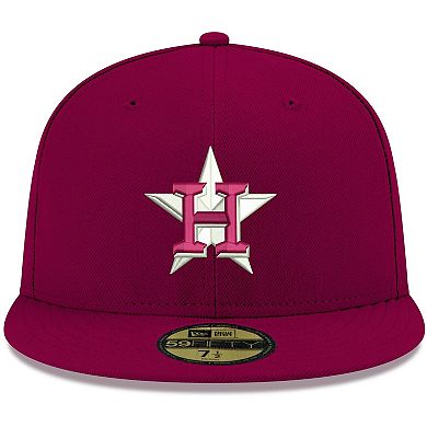 Men's New Era Cardinal Houston Astros Logo White 59FIFTY Fitted Hat