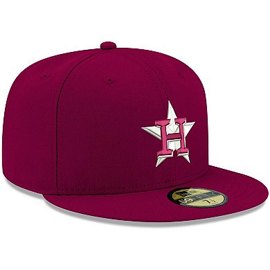 Men's New Era Cardinal Houston Astros Logo White 59FIFTY Fitted Hat